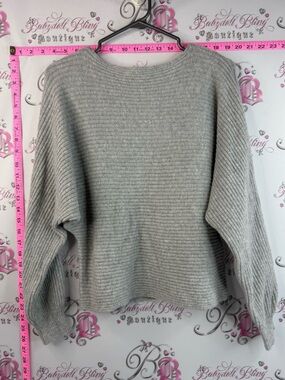 Open edit sweater knit knitted, comfy, Light Grey Ribbed Crewneck Sweater
